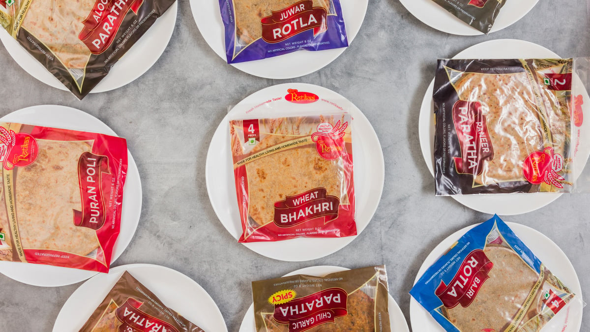 Rotikaa packs: Aloo Paratha, Juwar Rotla, Puran Poli, Wheat Bhakhri, Paneer Paratha, Chili Garlic Paratha and Bajri Rotla